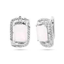 Серьги из серебра розовый кварц, МЦВ73
