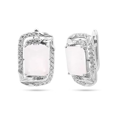 Серьги из серебра розовый кварц, МЦВ73