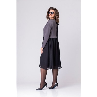 EVA GRANT 7084 серый+черный, Платье