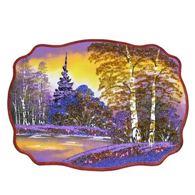 Картина с рисунком из камня, осенний вечер "прямоугольное" 33*24см, 490г