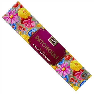 PATCHOULI Premium Masala Incense Sticks, Ayur Plus (ПАЧУЛИ, ароматические масала палочки премиум-класса, Аюр Плюс), 18 г.