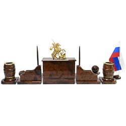 Настольный набор из обсидиана "Георгий Победоносец" 950*340*335мм