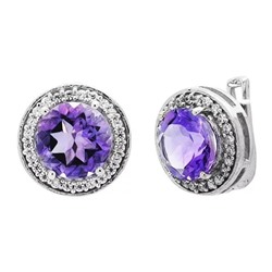 Серьги из серебра аметист, Черешня