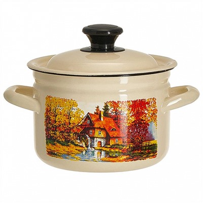 Кастрюля цилиндрическая бортовая 2 л 41704-102/6-У4 "Старая мельница" слоновая кость
