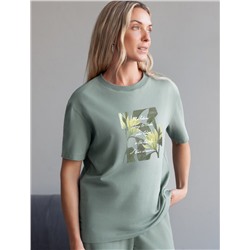 Футболка с принтом свободная эластичная из премиального хлопка