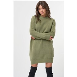 Платье вязаное короткое из шерсти оливковое