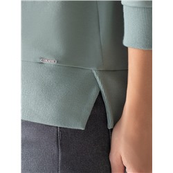 Свободный свитшот с принтом и разрезами из эластичного футера двухнитки без начеса