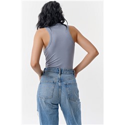 Боди трикотажное серо-голубое