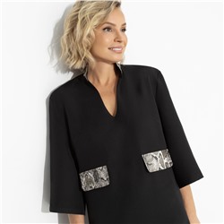 Платье с акцентными элементами из экокожи, Деловая леди (black)