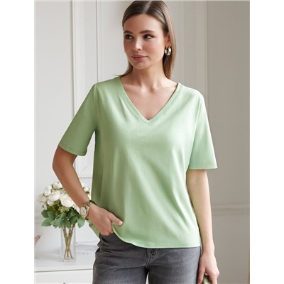 Футболка из 100% хлопка с V-образным вырезом