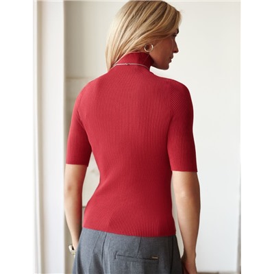 Водолазка тонкой вязки в рубчик из хлопка с нейлоном