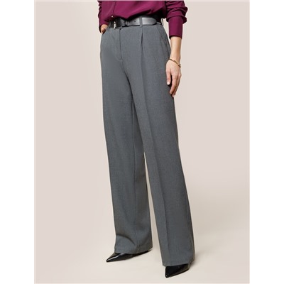 Брюки-палаццо из фактурной черно-серой поливискозы с эластаном