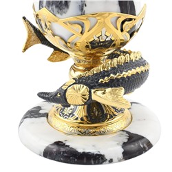 Икорница элитная белый мрамор "Большой осетр" Златоуст
