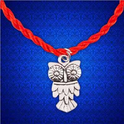 Браслет красная нить с подвеской СОВА, Giftman, 1 шт.