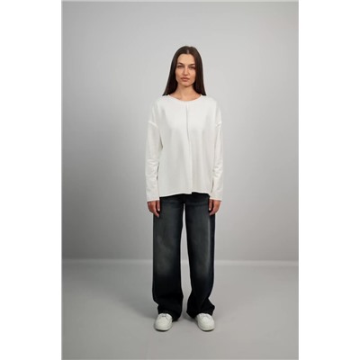 Женский лонгслив оверсайз из футера двухнитки Happyfox