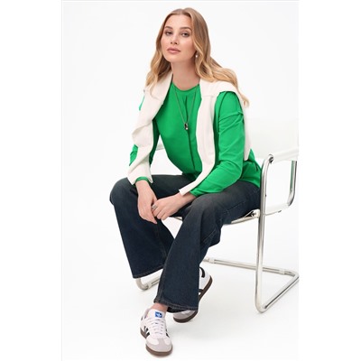 Женский лонгслив оверсайз из футера двухнитки Happyfox