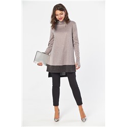 Туника трикотажная свободная с люрексом бежевая