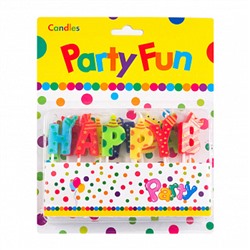 Свечи для торта "Happy Birthday", буквы разноцветные 3 см