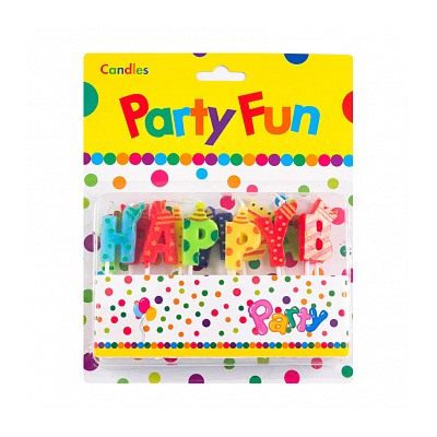 Свечи для торта "Happy Birthday", буквы разноцветные 3 см