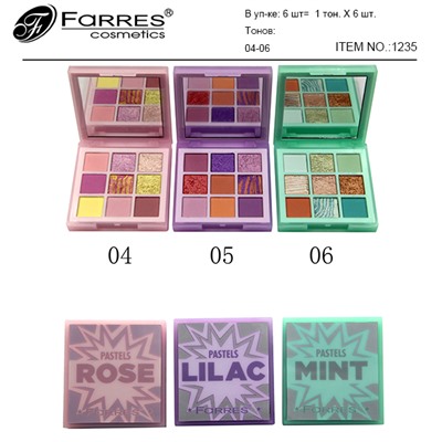 Тени д/век 9-цв. компактные 1235  т.06 MINT Pastels Farres