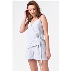 Костюм летний с топом и шортами серый меланж