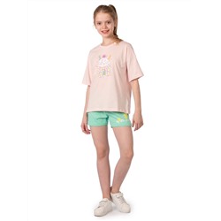 Комплект детский (футболка/шорты) Розовый/зелёный