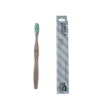 GREEN, Antibacterial, Eco, Bamboo Toothbrush, SOFT, Jungle Story (ЗЕЛЁНАЯ, детская, антибактериальная, эко, бамбуковая зубная щётка), 1 шт.