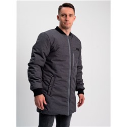 Бомбер удлиненный серый