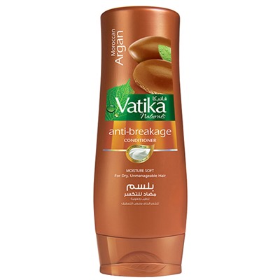 Vatika MOROCCAN ARGAN Anti-breakage Conditioner, Dabur (Ватика МАРОККАНСКАЯ АРГАНА Кондиционер ПРОТИВ ЛОМКОСТИ для сухих и непослушных волос, Дабур), 200 мл.