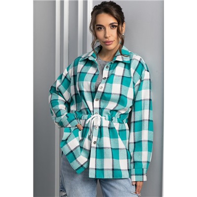 Рубашка хлопковая Джанет (бело-зеленая) Б14270-4М