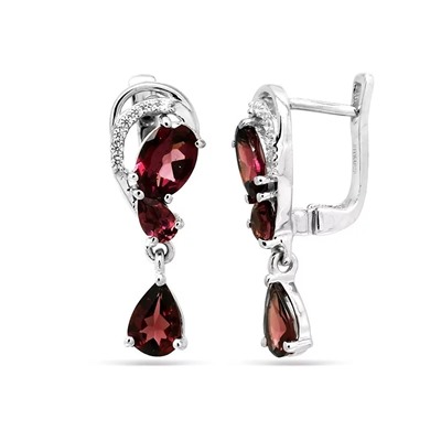 Серьги из серебра родолит, Эстет