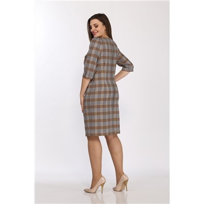 Lady Style Classic 432/6 клетка_серо-оранжевый, Платье
