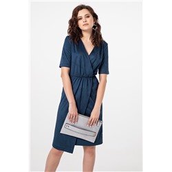 Платье замшевое с запахом синее