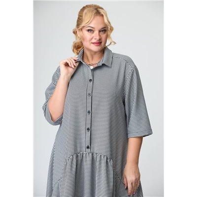 Avenue Fashion 0102 мелкая_клетка/черный+белый, Платье