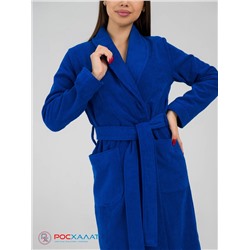 Женский махровый халат с шалькой синий МЗ-02 (89)
