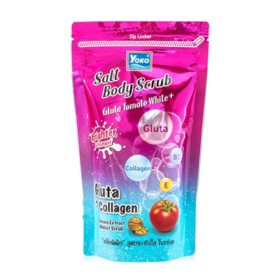 Salt Body Scrub GLUTA TOMATO WHITE +, Yoko (Солевой скраб для тела С ГЛУТАТИОНОМ И ТОМАТОМ), 350 г.
