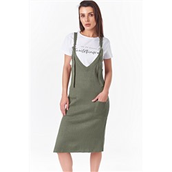 Сарафан вязаный теплый миди зеленый