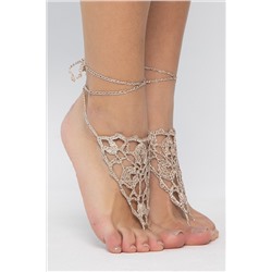 Барефуты Вязанные украшения на ноги (капучино) БФ04