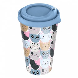 Стакан 550 мл с крышкой с декором (темно-голубой) 221152216/01