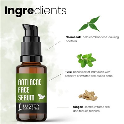 ANTI ACNE Face Serum, Luster (АНТИ АКНЕ сыворотка для лица, Ластер), 30 мл.