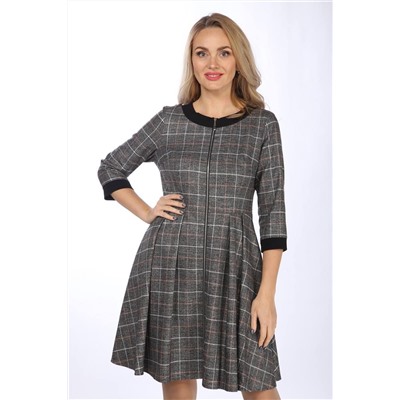 Lady Style Classic 1728 серый_с_розово-желтой_клеткой, Платье