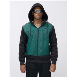 Спортивный костюм мужской зимний с начесом зеленого цвета 7336Z