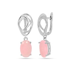 Серьги из серебра розовый кварц, МЦВА97