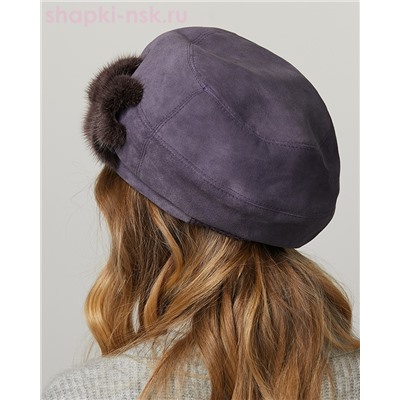 Валента замша мех.норка Берет женский флис (56-58)