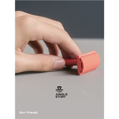Safety Razor & Refill Razor Blades, Jungle Story (КРАСНЫЙ АПЕЛЬСИН бритвенный Т-образный безопасный станок и 5 лезвий), 1 шт.