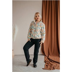Стильная леди М-673 молочный/принт_цветы, Куртка