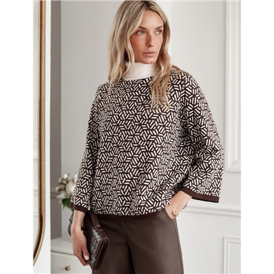 Свитер жаккардовой вязки с кашемиром