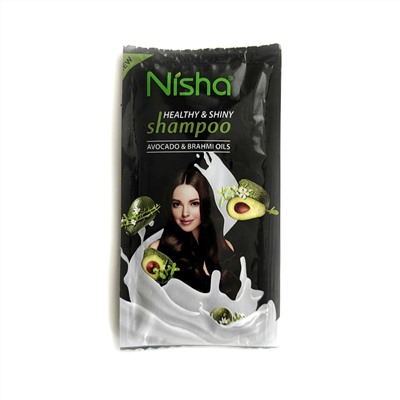 Healthy & Shiny Shampoo AVOCADO & BRAHMI OILS, Nisha (Шампунь для здоровья и сияния волос С МАСЛАМИ АВОКАДО И БРАХМИ, Ниша), пауч 6 мл.