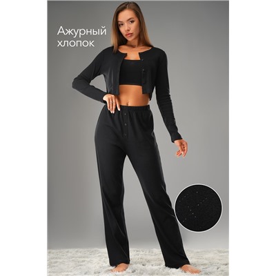 Женская пижама - тройка из ажурного хлопка Happyfox