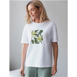 Футболка с принтом свободная эластичная из премиального хлопка